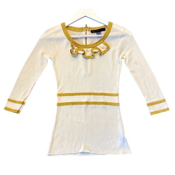 Marc Jacobs y2k gold and white trim detail sweater xs - Picture 1 of 10